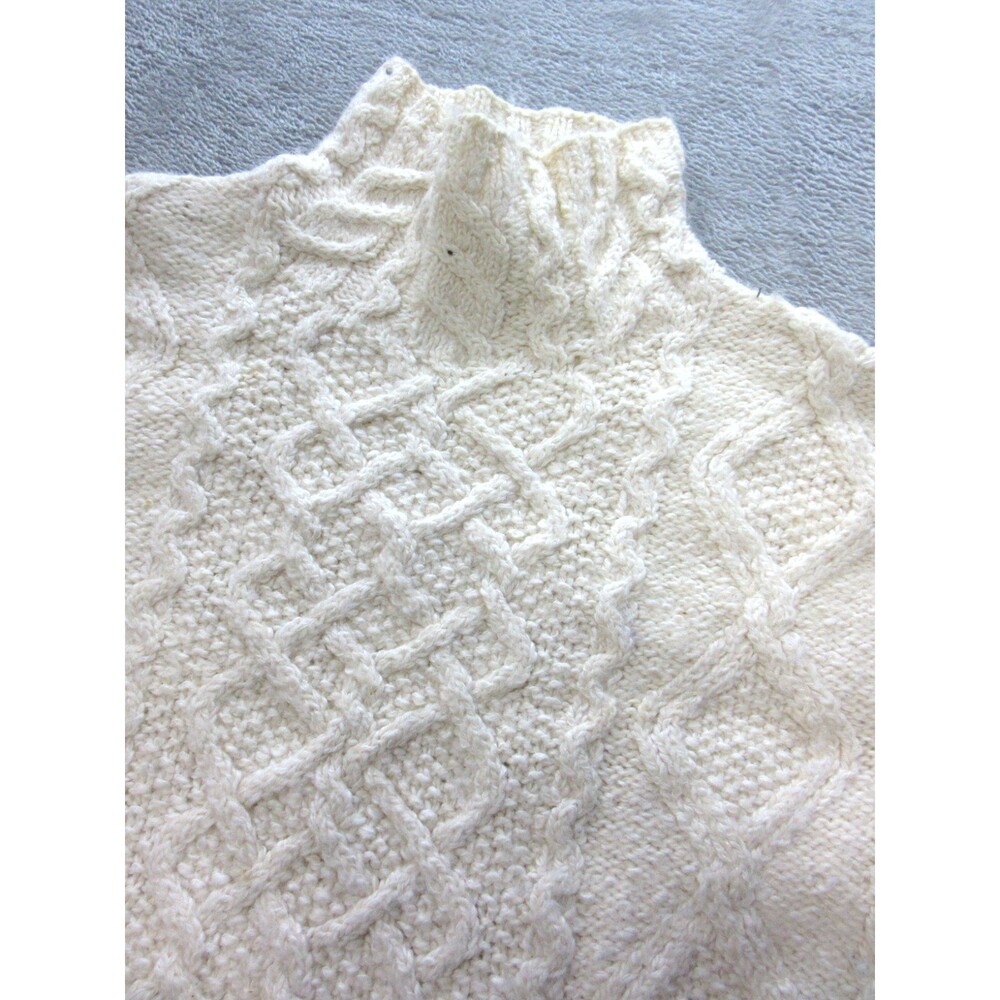 A Line Anne Klein Sweater Womens Small Wool Blend Beige Cable Knit Mock Neck